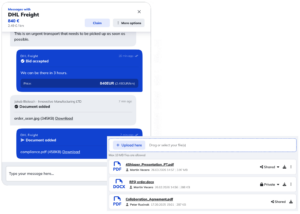 centralized communication document exchange for freight forwarders