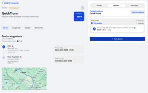 route status updates for transports execution & visibility